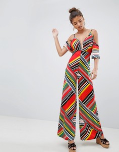 Комбинезон в полоску с открытыми плечами PrettyLittleThing - Мульти