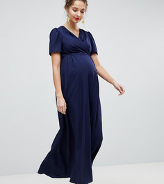 Чайное платье макси на пуговицах ASOS DESIGN Maternity - Темно-синий