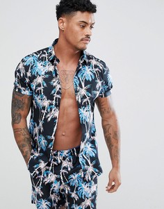 Облегающая рубашка с принтом ASOS DESIGN - Черный
