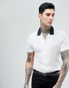 Оверсайз-рубашка в горошек с контрастным воротником ASOS DESIGN - Белый