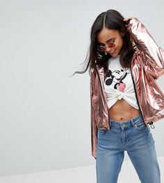 Укороченная ветровка с эффектом металлик ASOS DESIGN Petite - Розовый