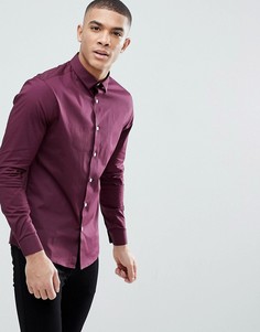 Бордовая приталенная рубашка ASOS DESIGN - Красный