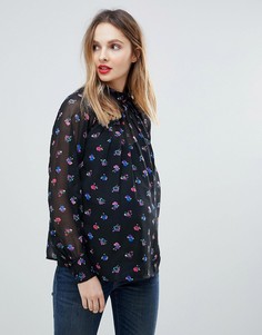 Блузка с высоким воротом и мелким цветочным принтом ASOS MATERNITY - Мульти