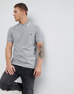 Серое поло из пике с геометрическим принтом Fred Perry - Серый