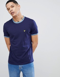 Темно-синяя футболка с круглым вырезом и окантовкой Lyle &amp; Scott - Темно-синий