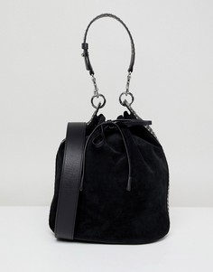 Замшевая сумка с заклепками на ремешке AllSaints - Черный