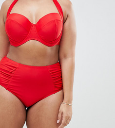 Плавки бикини с завышенной талией и поддерживающим эффектом River Island Plus - Красный