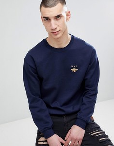Темно-синий свитшот с принтом River Island NYC - Темно-синий