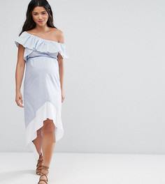 Полосатое платье на одно плечо с асимметричным краем ASOS Maternity - Мульти