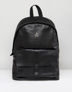 Кожаный рюкзак с карманом и тисненым логотипом ASOS - Черный