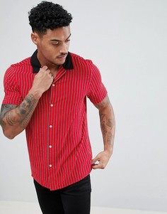 Красная свободная рубашка в полоску с контрастным воротником ASOS DESIGN - Красный