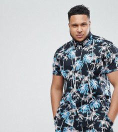 Облегающая рубашка с принтом пальм ASOS DESIGN Plus - Черный