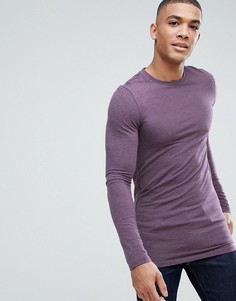 Фиолетовая удлиненная облегающая футболка с длинными рукавами ASOS DESIGN - Фиолетовый