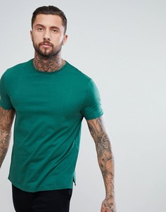 Свободная зеленая футболка с разрезами по бокам ASOS DESIGN - Зеленый
