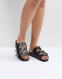 Шлепанцы с тремя пряжками London Rebel - Черный