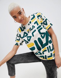 Oversize-футболка с логотипом Fila - Кремовый