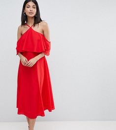 Платье миди с оборкой ASOS DESIGN Tall - Красный
