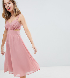 Платье миди на бретельках с вырезами ASOS DESIGN Petite - Розовый