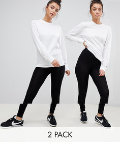 2 пары леггинсов с завышенной талией ASOS TALL 2 - Скидка 10 - Черный