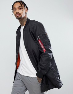 Черный удлиненный бомбер Alpha Industries MA1-TT - Черный