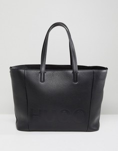 Кожаная сумка для покупок с логотипом HUGO - Черный