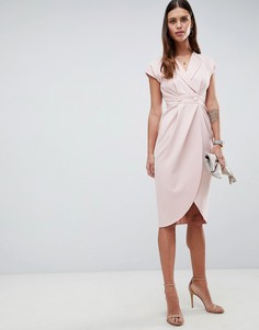 Платье миди с атласной отделкой ASOS DESIGN - Розовый