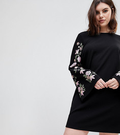 Трикотажное платье с принтом на рукавах ASOS DESIGN Curve - Черный