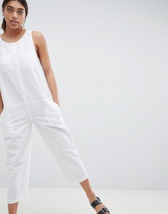 Выбеленный хлопковый комбинезон с пуговицами ASOS DESIGN - Белый