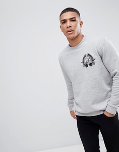 Серый свитшот с вышивкой в виде джунглей и тигра Versace Jeans - Серый
