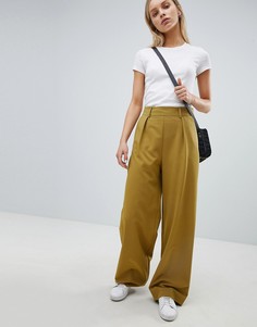 Широкие брюки с защипами ASOS DESIGN - Зеленый