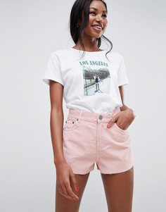 Бледно-розовые вельветовые шорты с необработанными краями ASOS DESIGN - Розовый
