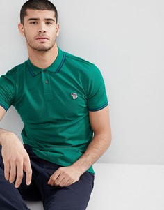 Поло зеленого цвета с контрастным кантом и логотипом PS Paul Smith - Зеленый