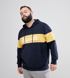 Худи с полоской и принтом Originals Jack &amp; Jones Originals PLUS - Темно-синий