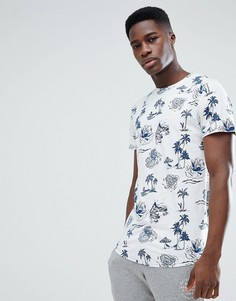 Футболка с пляжным принтом и закругленным краем Jack &amp; Jones Originals - Белый