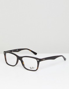 Очки-вайфареры с прозрачными стеклами и черепаховой оправой Ray-Ban 0RX5228 - Коричневый