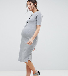 Платье миди с пуговицами ASOS DESIGN Maternity - Серый