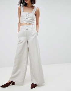 Льняные комбинируемые брюки ASOS WHITE - Кремовый
