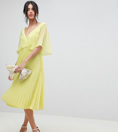Платье миди с плиссированной юбкой и расклешенными рукавами ASOS DESIGN Tall - Зеленый