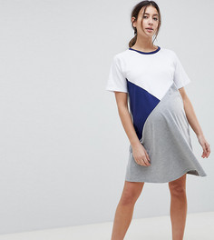 Платье-футболка в стиле колор блок ASOS DESIGN Maternity - Мульти