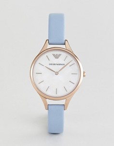 Часы с голубым кожаным ремешком Emporio Armani AR11109 32 мм - Синий
