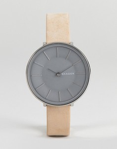 Часы с телесным кожаным ремешком Skagen SKW2691 Karolina - 38 мм - Бежевый