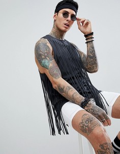 Свободная майка с бахромой ASOS DESIGN - Серый