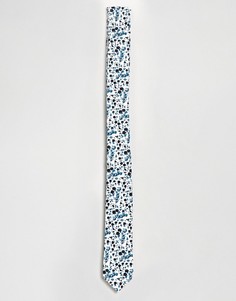 Синий узкий галстук с цветочным принтом ASOS DESIGN - Синий