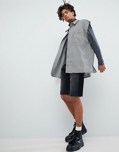 Белая оверсайз-рубашка в клетку и без рукавов Mennace - Белый