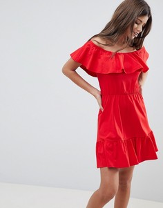 Сарафан с открытыми плечами и ярусной юбкой ASOS DESIGN - Красный