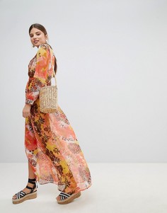 Пляжное платье макси с принтом Boohoo - Мульти