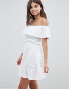 Сарафан с открытыми плечами и ярусной юбкой ASOS DESIGN - Белый