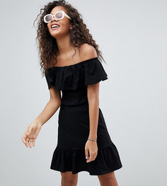 Сарафан с открытыми плечами и ярусной юбкой ASOS DESIGN Tall - Черный