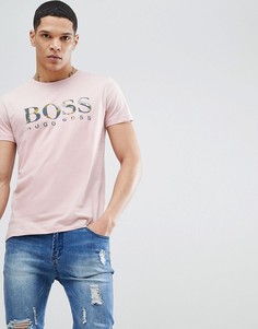 Розовая футболка с принтом банановых листьев BOSS - Розовый