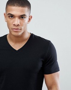 Черная обтягивающая футболка с V-образным вырезом Esprit Organic - Черный